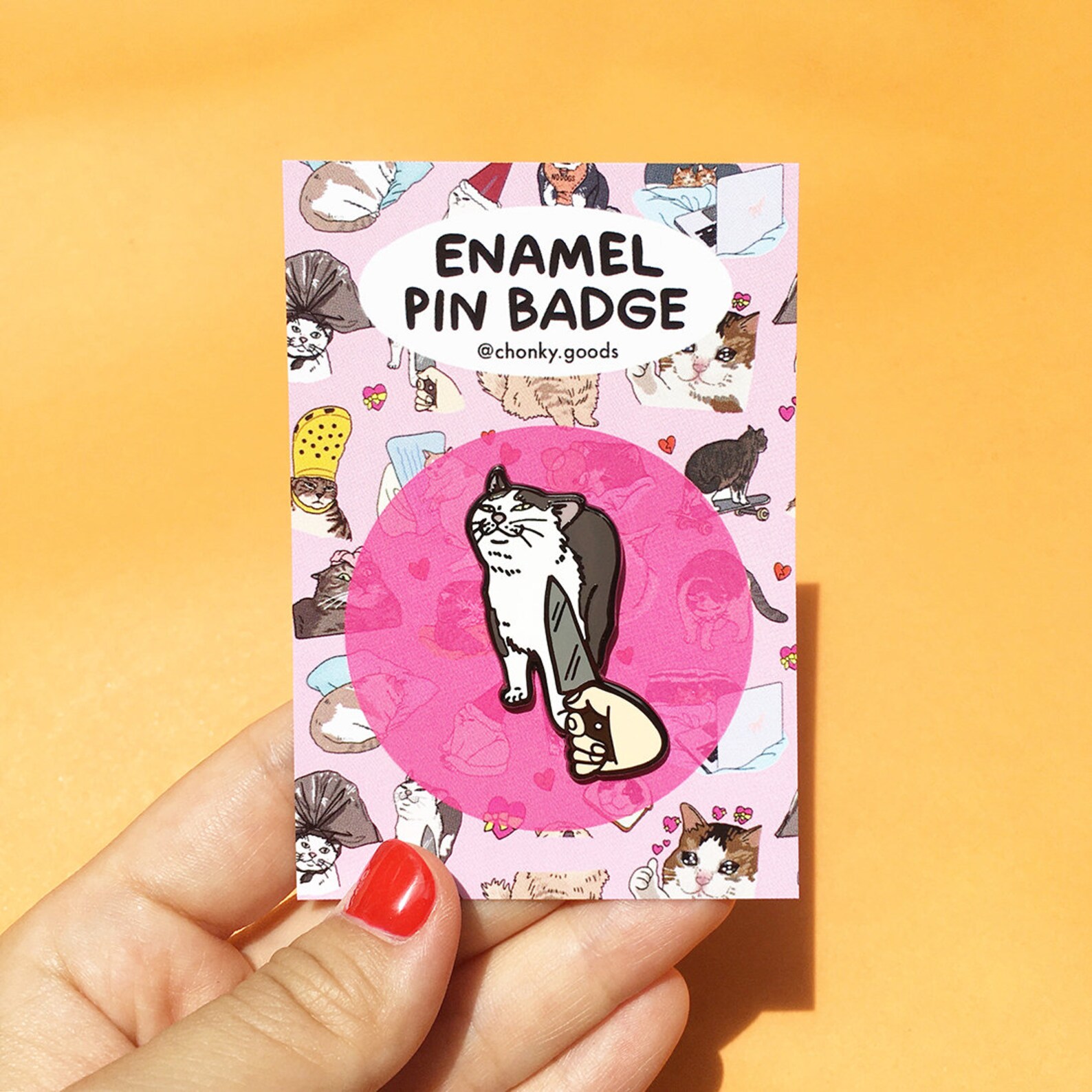 The Original Knife Cat Meme Enamel Pin Cat Meme Pin Smug Etsy