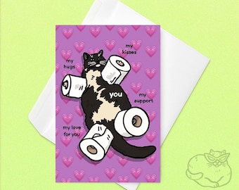 Saludo Mis abrazos y amor para ti papel higiénico divertido gato meme tarjeta - gato gritando, tarjeta de abrazos de gato, divertida tarjeta de aniversario de gato, meme de gato