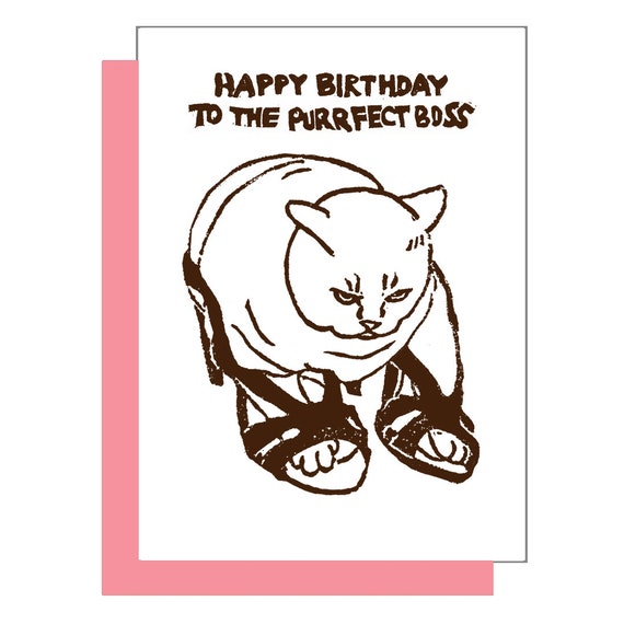 Joyeux Anniversaire A La Carte De Chat De Patron De Purrfect Etsy