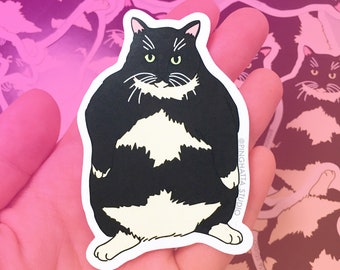 Standing Chonk Cat Cat Sticker – Cat Meme Sticker, sad cat meme, cat water bottle stickers, cat meme laptop sticker, hefty boi chunk catto