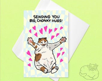 Tarjeta con meme de gato divertido: tarjeta de abrazos de gato, tarjeta de aniversario de gato divertido, meme de gato llorando, tarjeta de señora gato