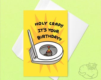 ¡Santo cielo, es tu cumpleaños! - Tarjeta divertida de baño con gato, meme sorpresa de gato, tarjeta con humor de gato, ¡Santo cielo, es tu cumpleaños!, tarjeta de cumpleaños de mierda