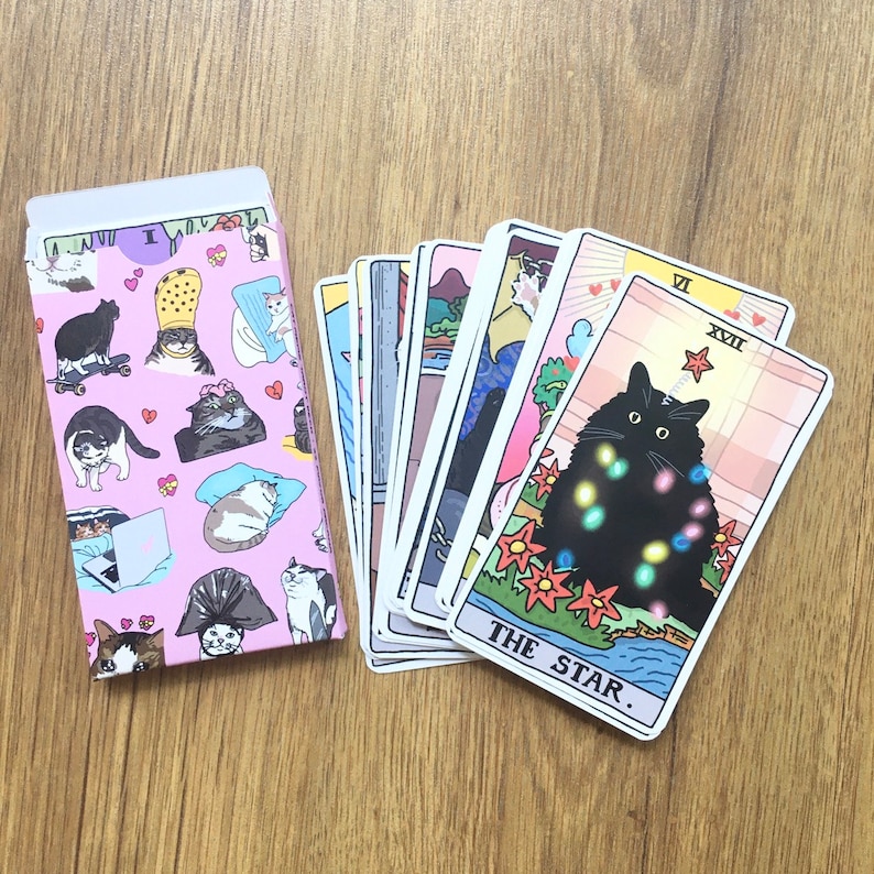 The Original Cat Meme Tarot Deck 22 Major Arcana witziges Katzen Tarot Deck, witziges Pinkes Tarot Deck, verfluchte Katze Bild 4