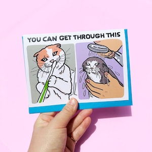 Vous pouvez passer à travers cette carte meme drôle de chat - meme de chat qui pleure, carte de temps difficile, carte de chat triste désolé, carte de chat de rupture, carte de chat de collègue