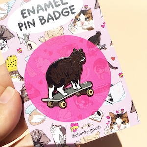 The Original skateboard cat bye meme Enamel Pin – Cat Meme pin, sad cat meme enamel pin, cat croc pin, funny cat skate meme enamel pin