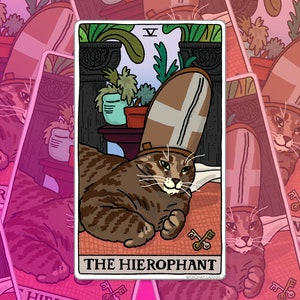 Tarot Cat The Hierophant Croc Cat meme Sticker – Cat Meme Sticker, meme de gato triste, meme de gato crocs, adesivo de tarô para laptop, meme de gato