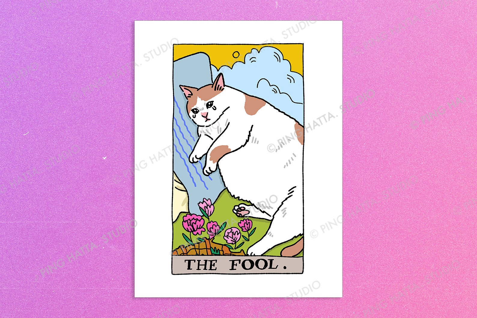 The Floppa Caracal Cat Tarot Card Funny Meme Art Print by Alexar