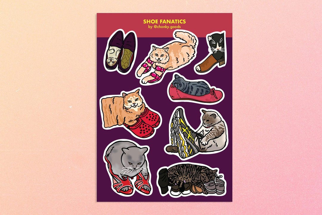 Shoe Fanatics Cat Sticker Sheet – Cat Meme Sticker, Cursed Cat Sticker ...