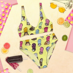 Croc Cat Meme Pink Cat bikini, kawaii cat Swimsuit, Cute cat bathing suit, witchy clothing cat bikini swimsuit