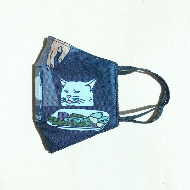 Meme Angry Woman Vs Cat Face Mask Crying Cat Meme Meme Etsy