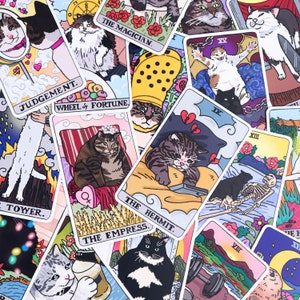 The Original Cat Meme Tarot Deck 22 Major Arcana witziges Katzen Tarot Deck, witziges Pinkes Tarot Deck, verfluchte Katze Bild 2