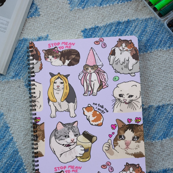 The Original Sad Cat Meme Spiral Journal notebook, sad cat meme, crying cat meme, cute cat notebook, meme notebook, cursed cat notebook