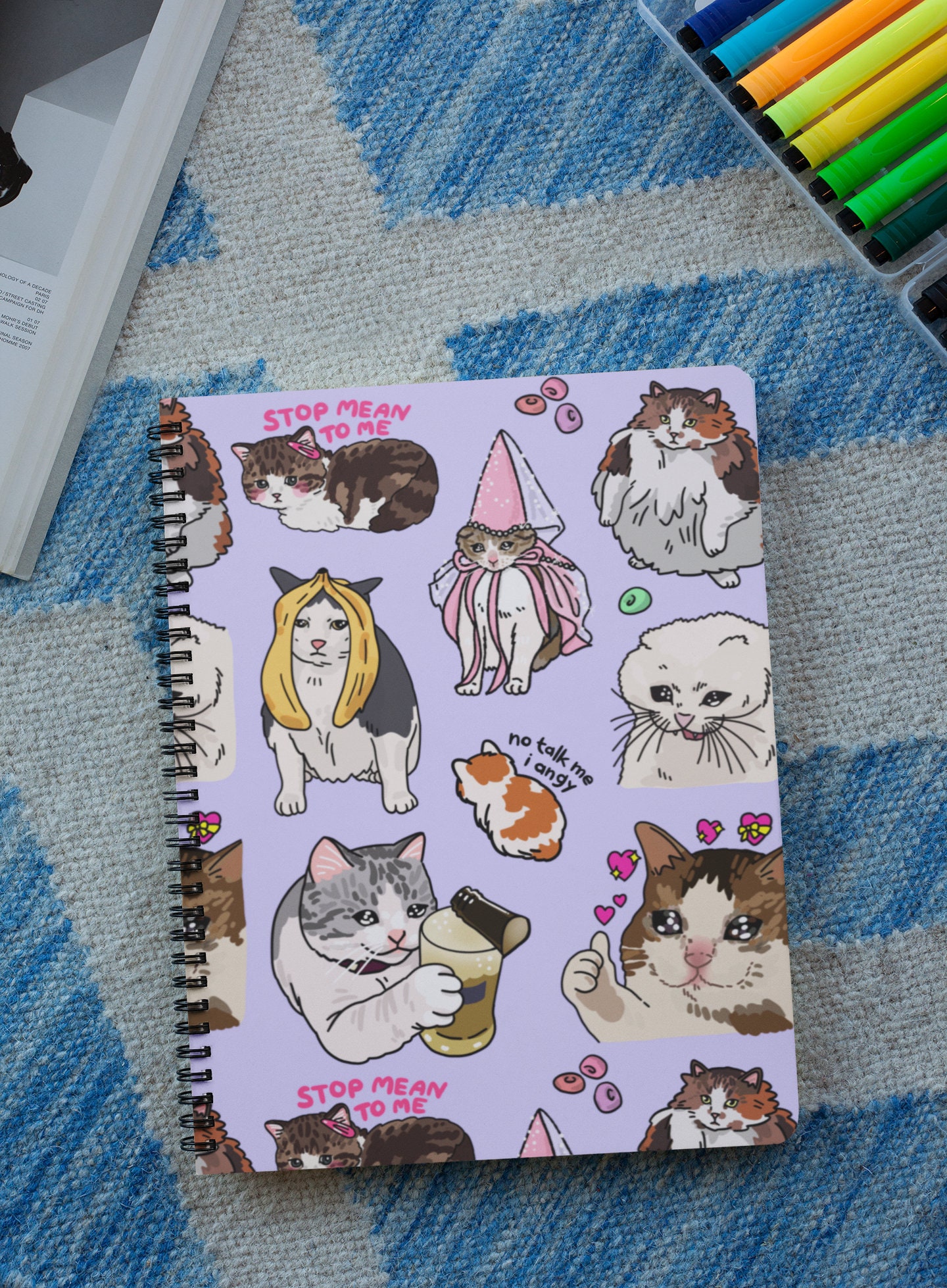 Carnet Kawaii Chat, Cat Plant 03  Moshi Moshi Papeterie Paris Japon