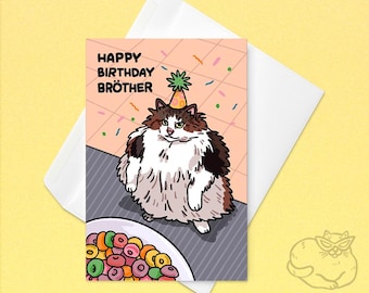 Feliz cumpleaños hermano Loops gato corpulento - gato loops hermano ¿puedo tener una tarjeta?, divertido cumpleaños gato, divertido cumpleaños hermano, divertido cumpleaños chico