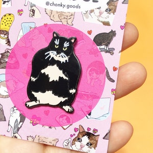 The Original standing chonky cat meme Enamel Pin – Cat Meme pin, sad cat meme enamel pin, cat croc pin, funny tuxedo cat meme enamel pin