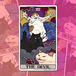 Verfluchte Katze Mem Aufkleber, Tarot Karte, verfluchte Katze Aufkleber, Tarot Karte, Tarot Katze Aufkleber, Tarot Katze Aufkleber