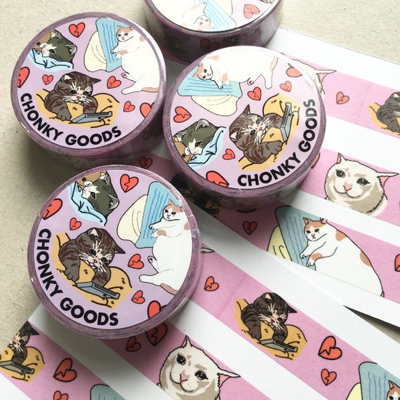 Sad Cat Meme Washi Tape Masking Sticker Tape Cat Diary, Cat