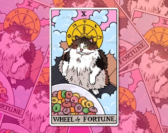 Tarot Cat Wheel of Fortune Loops Brother May I Cereal Cat meme Sticker – Cat Meme Sticker, sad cat meme, cat tarot big water bottle stickers