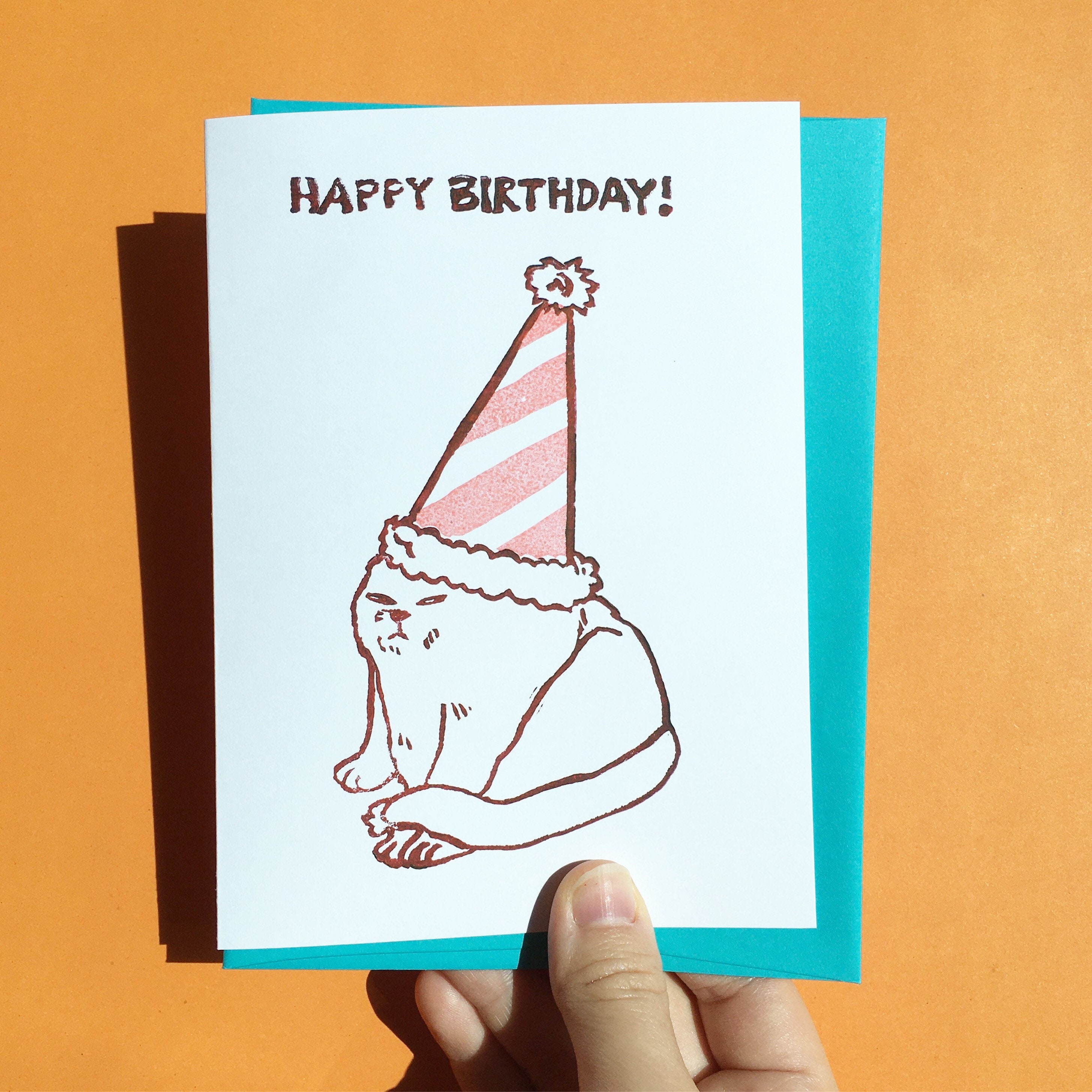 Carte d'anniversaire Chat grincheux