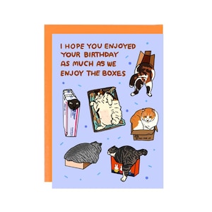 Spero che ti goda il tuo compleanno tanto quanto Cat Enjoy The Boxes - compleanno con scatole per gatti, biglietto di compleanno con meme di gatto, biglietto di auguri con meme di gatto divertente