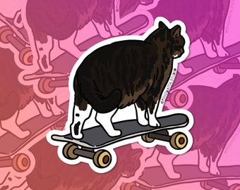 Skateboard Cat Bye Meme Sticker – Cat Meme Sticker, sad cat meme, cat water bottle stickers, cat laptop stickers, cat meme vinyl stickers