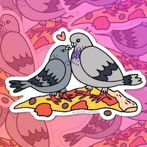 Casal amante de pombos com coração Die Cut Sticker – Pet Pigeon Sticker, meme de pássaros, adesivo de amantes de pombos, adesivos de vinil para laptop de pombos de Nova York