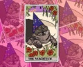 Tarot Cat The Magician Wizard Cat meme Sticker – Cat Meme Sticker, sad cat meme, wizard whoosh cat meme, tarot card laptop sticker, cat meme product logo