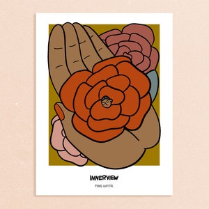 Innerview - minimal rose woman art, flower rose illustration, empower woman, plant lady art, plant mom art, modern art for boho home poster
