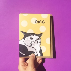 OMG félicitations carte meme chat choc - fête meme chat, carte d'anniversaire meme, carte d'anniversaire meme chat, meme chat choc, carte d'anniversaire d'amant de chat