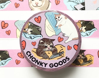 Sad Cat meme washi tape – Masking Sticker Tape Katze Tagebuch, Katze Zeichnung, Katze Meme Sticker Geschenk Deko, Katze süßer Postversand, verfluchte Katze Sticker