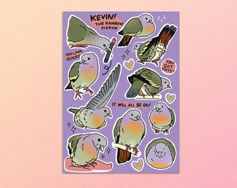 Pepe die Regenbogen Taube Sticker Bogen - Süßes Vogel Meme