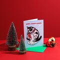 Warm Chonky Wishes, chonky christmas cat, chonky holidays cat, funny Christmas cat card, cat meme Christmas card, funny cat holidays card product logo