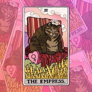 Tarot Cat The Empress Chonky Fat Cat meme Sticker – Brown big fat cat fat cat water bottle stickers, meme laptop stickers, tarot empress cat