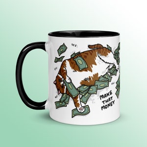 Make That Money Fat Cat Cash Meme Coffee Mug, cat mom coffee mug, funny money cat meme coffee mug, tarot coffee mug, tarot cat coffee mug