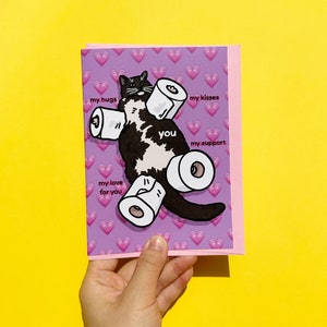 My hugs and love for you toilet paper funny cat meme card - screaming cat, cat hugging card, funny cat anniversary card, cat meme card