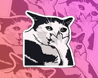 Funny shock cat meme Die cut Sticker – surprise Cat Meme Sticker, cat water bottle stickers, cat meme laptop sticker, cat meme vinyl sticker