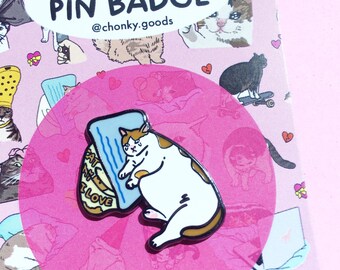 The Original Crying Cat Enamel Pin – Cat Meme pin, sad cat meme enamel pin, cat crying pillow pin, funny cursed cat pin, cowboy cat meme pin