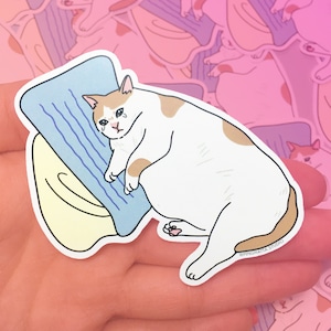 Pegatina troquelada de gato llorando: pegatina de meme de gato, meme de gato triste, pegatinas de gato para botellas de agua, pegatinas de gato para computadora portátil, pegatinas de vinilo de meme de gato