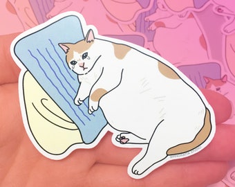 Crying Cat Die cut Sticker – Cat Meme Sticker, sad cat meme, cat water bottle stickers, cat meme laptop stickers, cat meme vinyl stickers