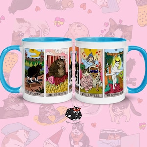 La tasse à café originale Tarot Cat Meme, tasse à café maman chat, tasse sorcière, tasse à café meme chat triste, tasse à café tarot, tasse à café chat tarot