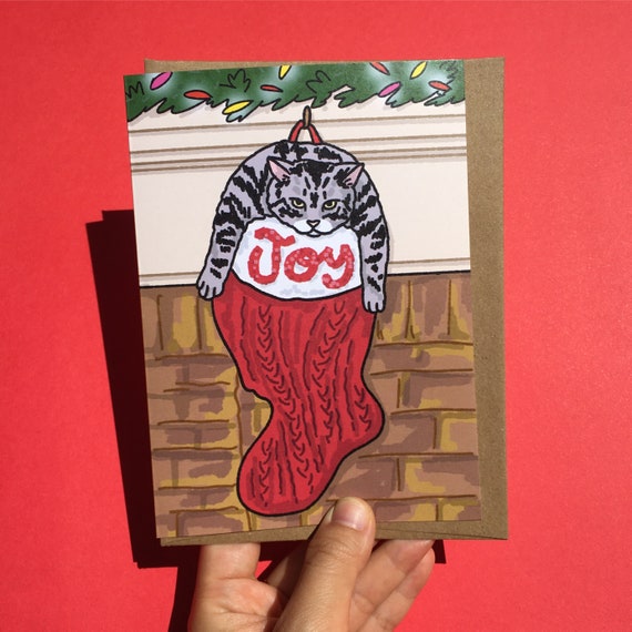 Joy Big Cat in Stocking, Chonky Wishes, Chonky Christmas Cat Joy Big Cat in Stocking, Chonky Wishes, Chonky Christmas Cat