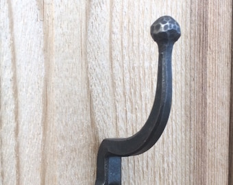 Hand Forged Double Coat Hook: Rustic Steel Utility Hook