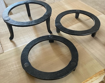 Hand Forged Steel Serving Trivet, Colonial Style Hot Dish Stand