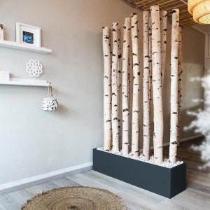 Birch wood room divider Anthrazit