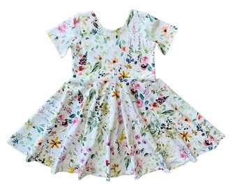 Spring Twirl Dress, Easter Dress, Flower Twirl Dress, Toddler Twirl Dress, Girl Twirl Dress, Baby Twirl Dress, Birthday Dress