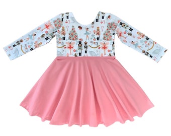 Nutcracker Twirl Dress / Christmas Dress / Pink Twirl Dress / Toddler Twirl Dress / Girl Twirl Dress / Baby Twirl Dress / Holiday Dress