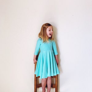 Blue Twirl Dress, Light Blue Dress, Solid Color Dress, Toddler Dress, Girl Dress, Baby Dress, Fall Dress, Christmas Dress, Easter Dress