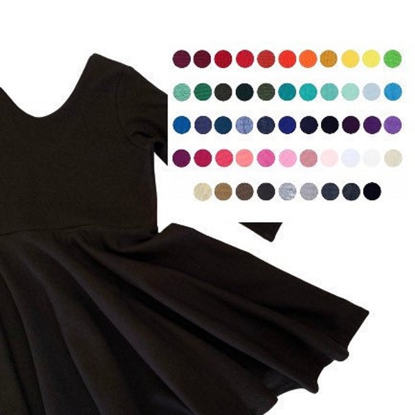 Black Twirl Dress, Any Solid Color Dress, Toddler Dress, Girl Dress, Baby Dress, Fall Dress, Summer Dress, Halloween Dress, Easter Dress