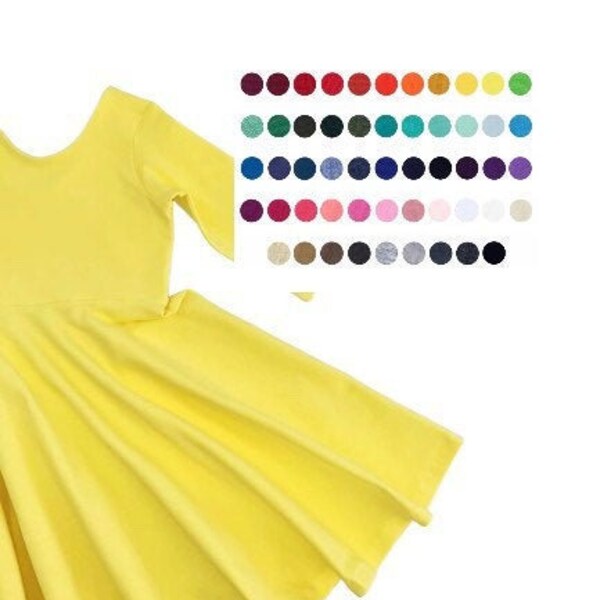Yellow Twirl Dress, Yellow Dress, Solid Color Dress, Toddler Dress, Girl Dress, Baby Dress, Fall Dress, Christmas Dress, Easter Dress