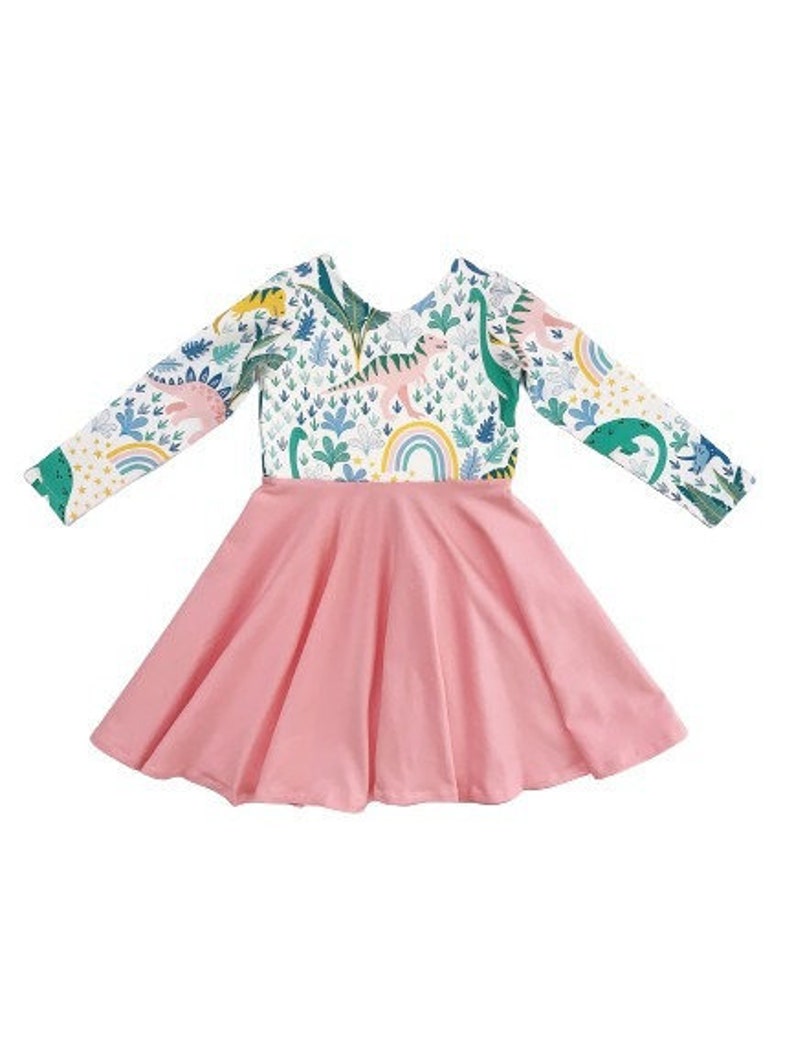 Dinosaur Dress Rainbow Dress Pink Dinosaur Dress Toddler | Etsy